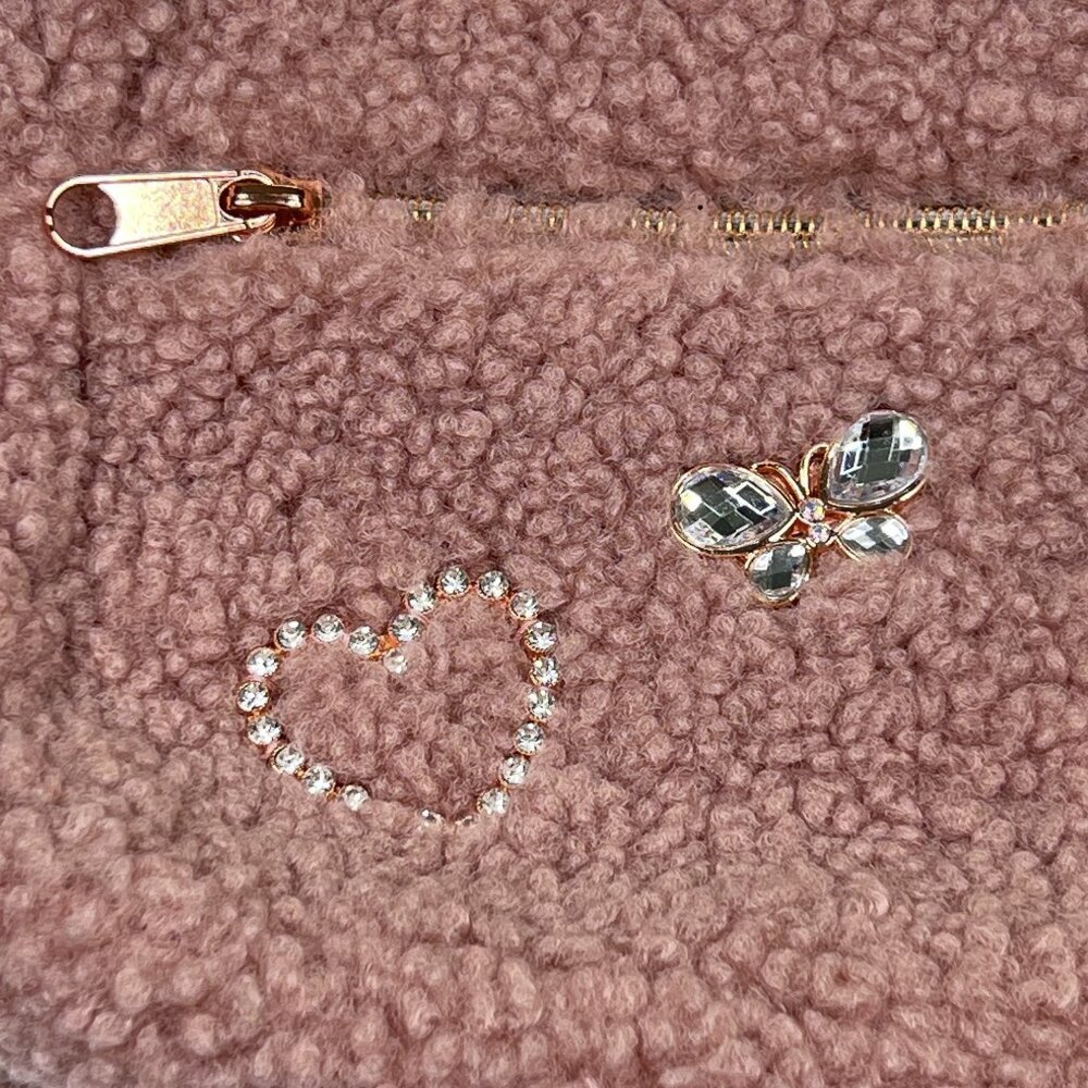 Place Jeweled Rhinestone‎ Bling Critter Sherpa Mini Backpack in Pressed Rose NWT - Picture 7 of 12